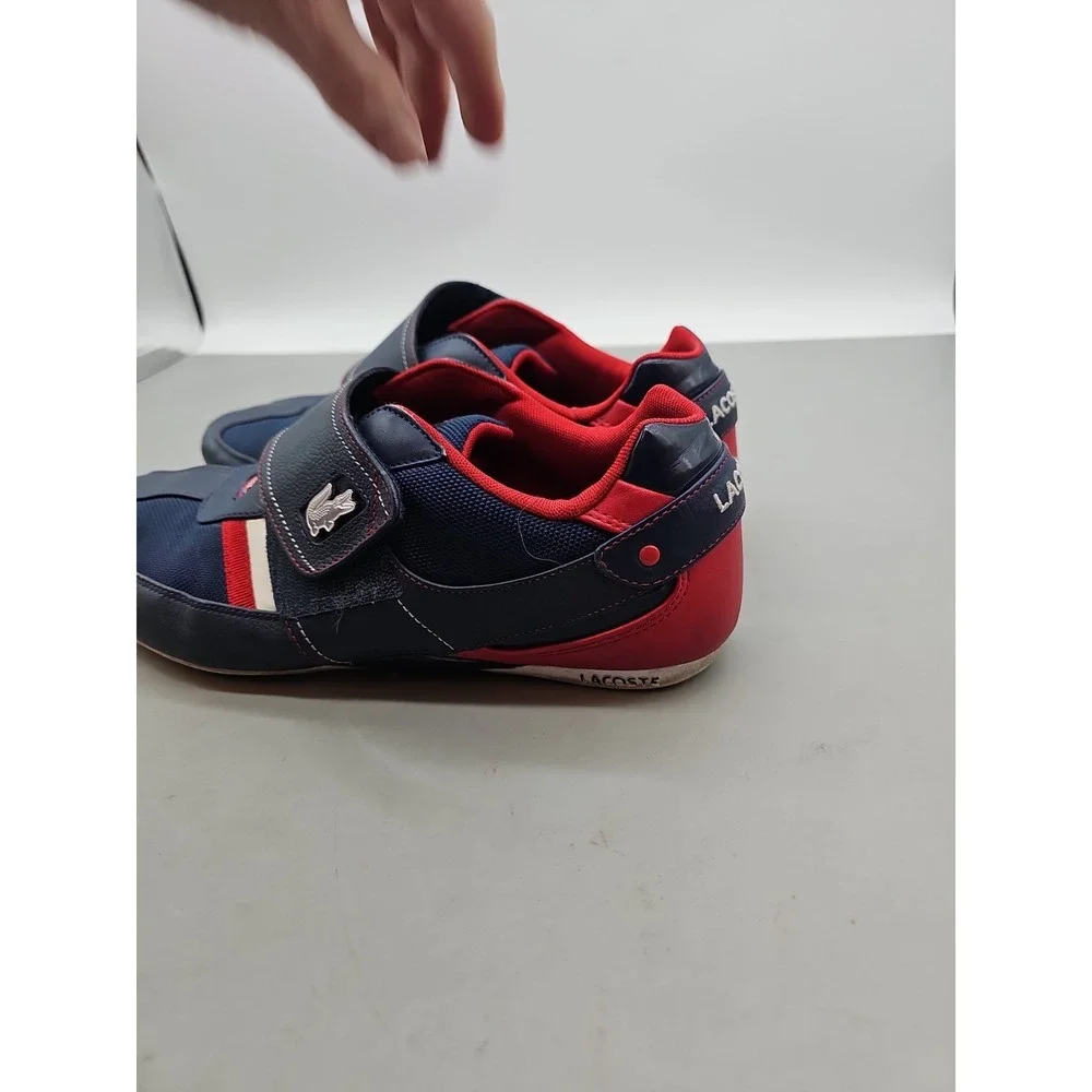 Lacoste Mens Misano Strap Leather Synthetic Shoes Navy Blue  Red Size 12